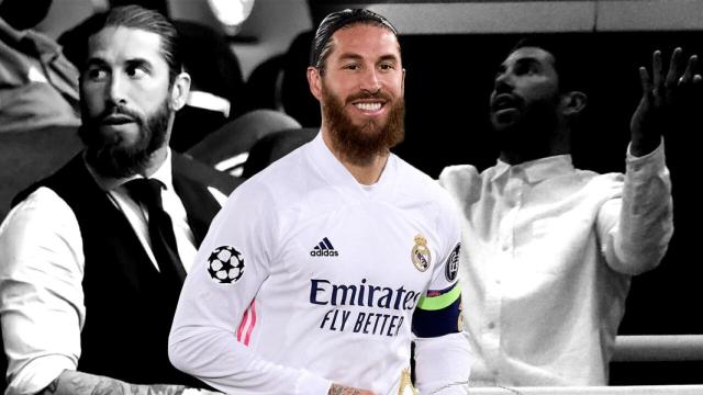 Sergio Ramos en los partidos de vuelta de los octavos de final de la Champions League ante el Manchester City y el Ajax y en un partido de esta temporada, en un fotomontaje