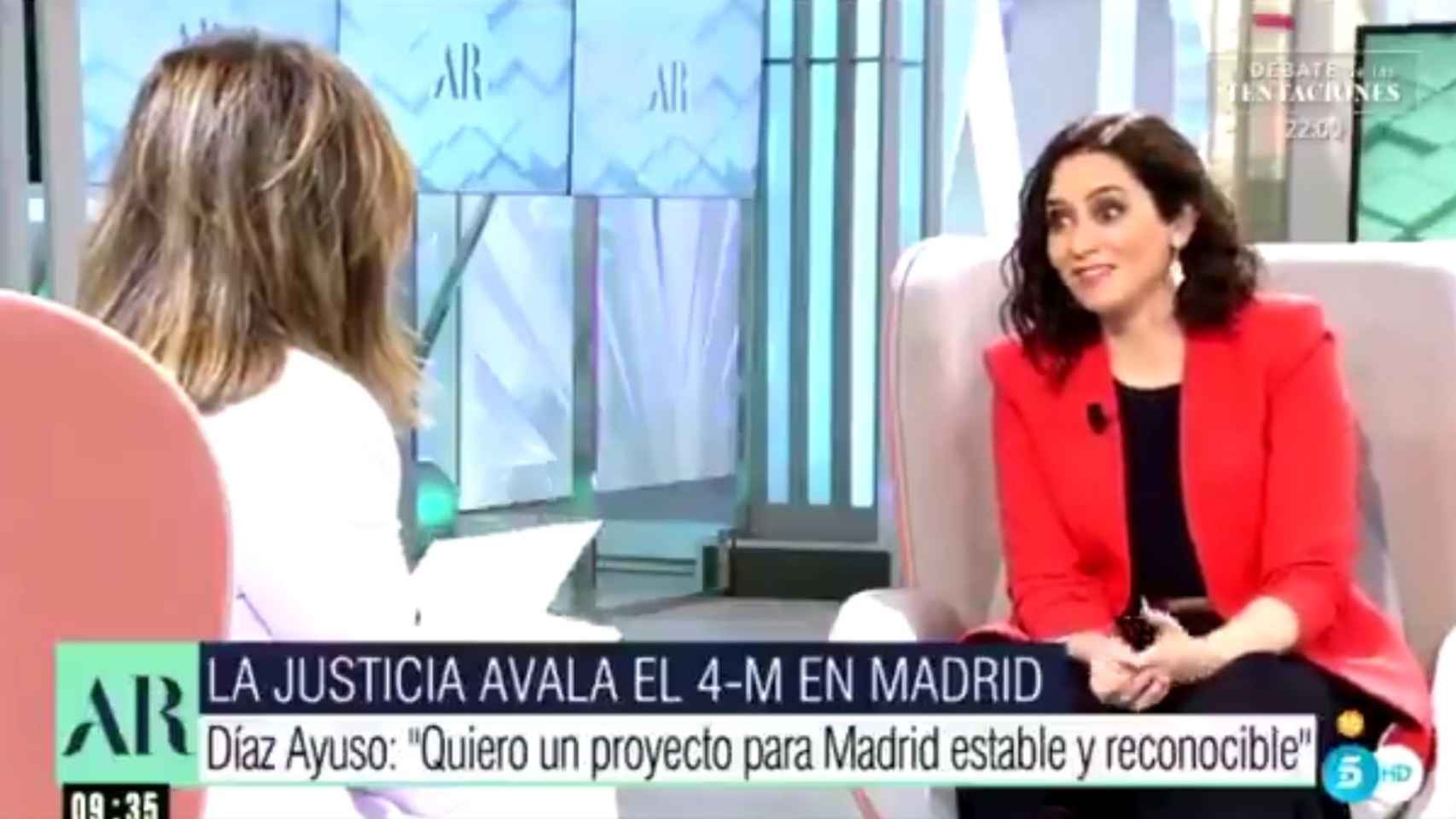 La entrevista de Ana Rosa Quintana a Isabel Díaz Ayuso. Telecinco