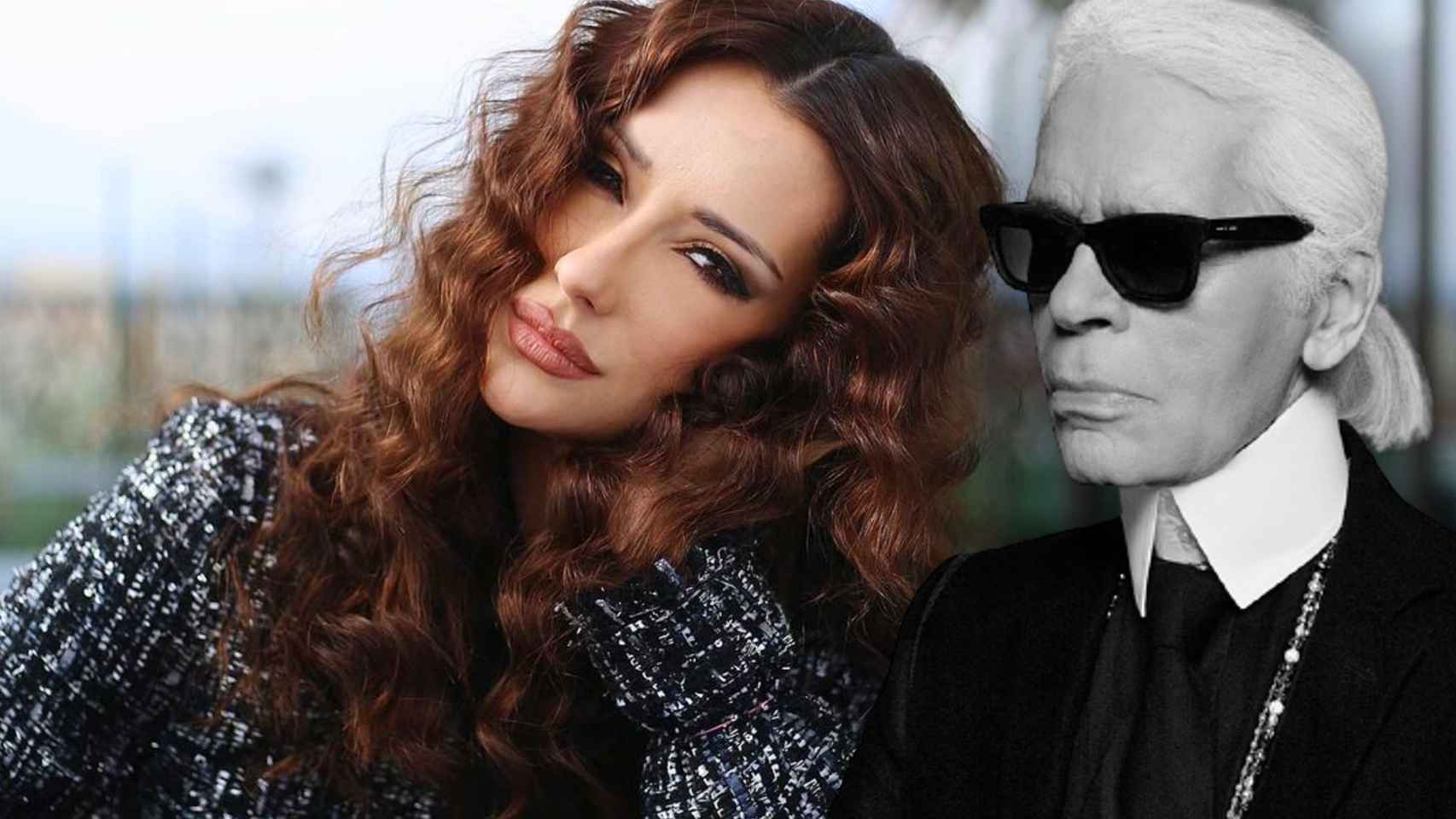 Adara Molinero y Karl Lagerfeld, en un montaje de Jaleos.