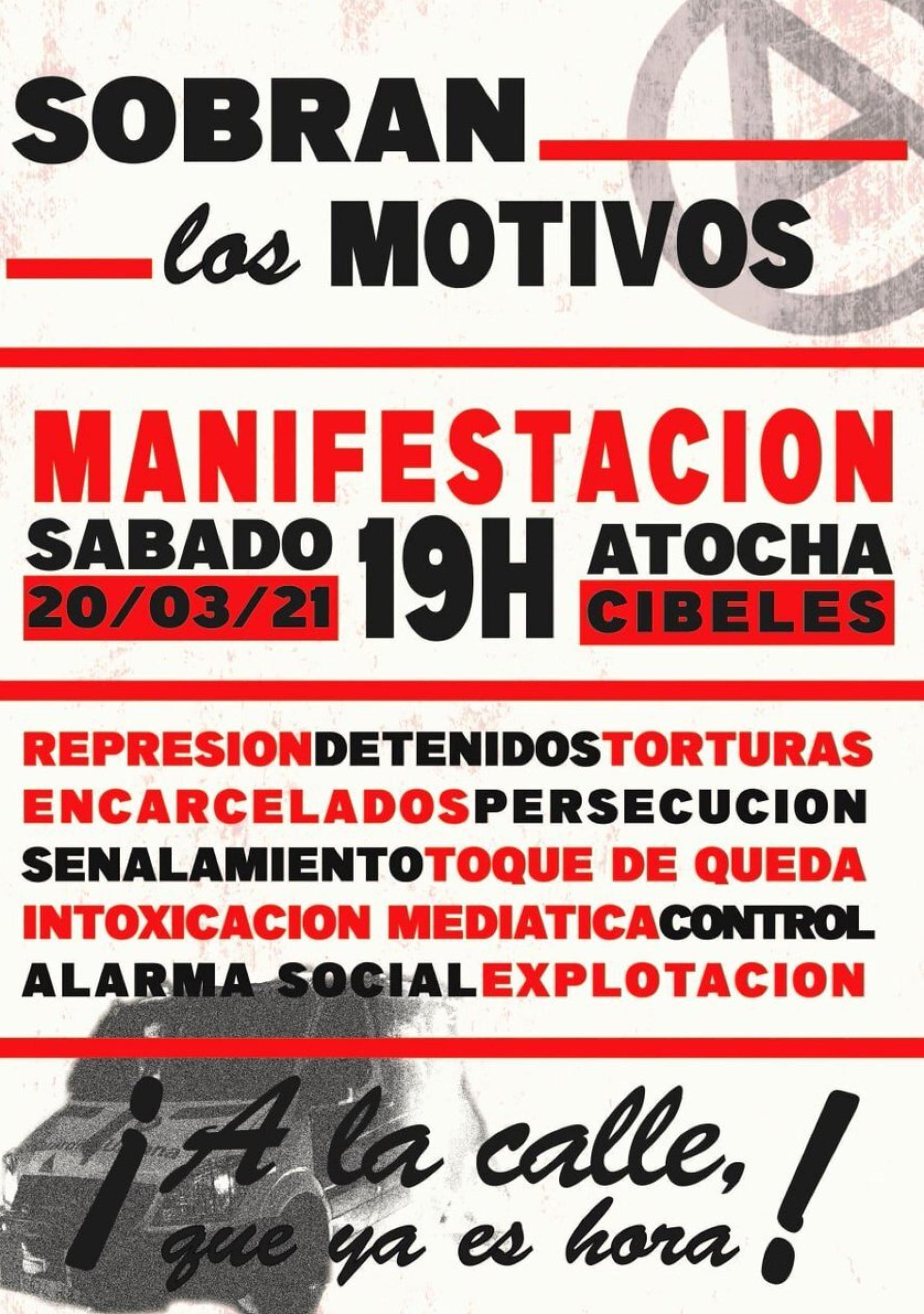 El cartel que están difundiendo los grupos anarquistas para el 20-M.