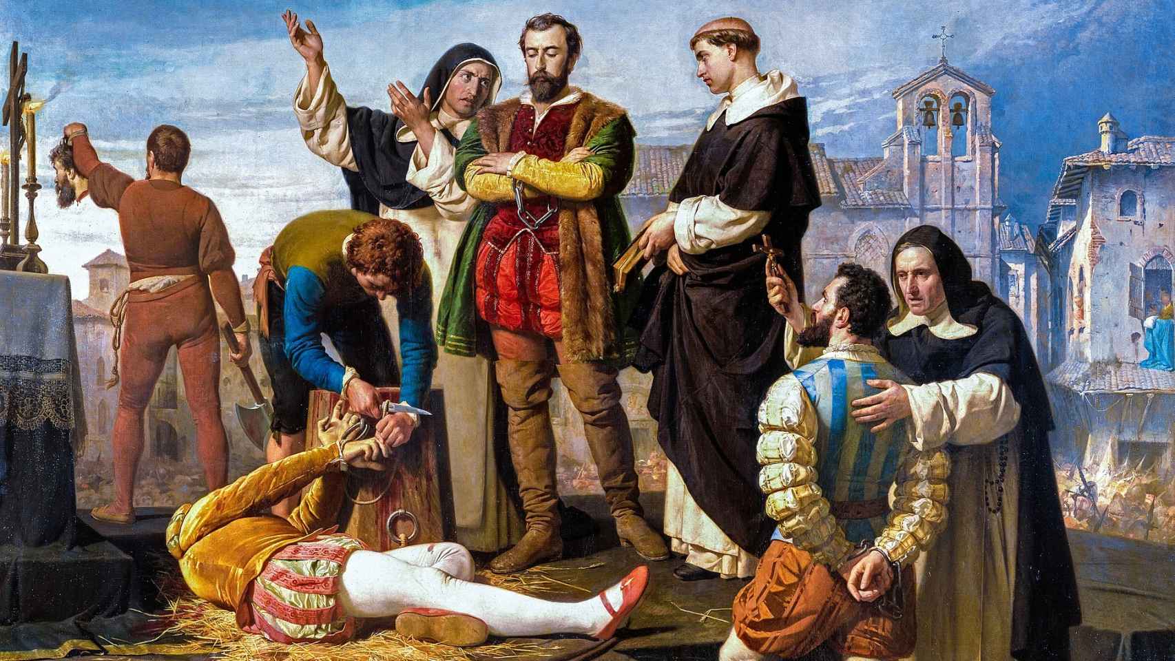 La ejecución de los comuneros Juan de Padilla, Juan Bravo y Francisco Maldonado en Villalar el día 24 de abril de 1521.