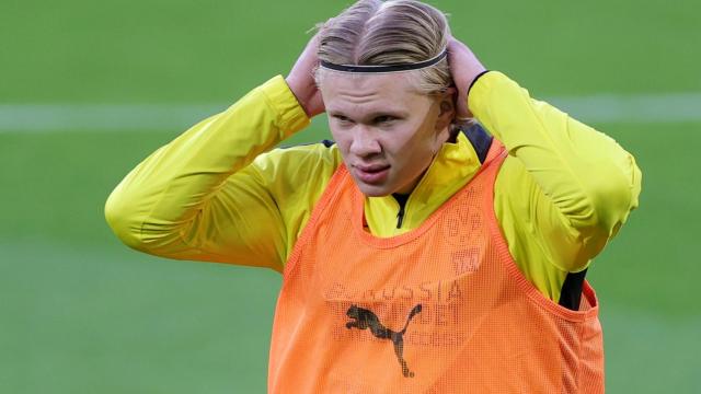 Erling Haaland, antes de un partido