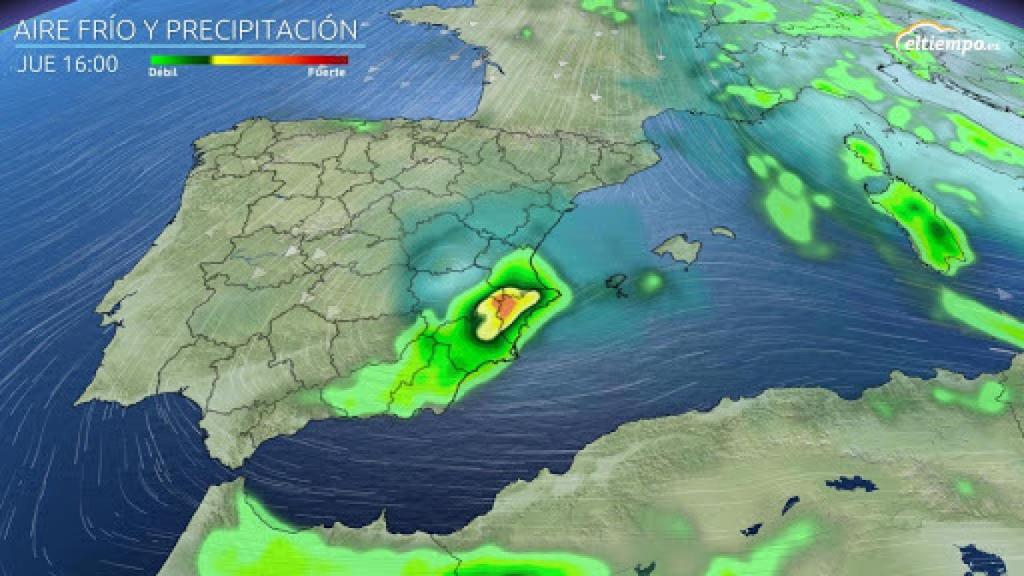 Formación de la DANA en el sureste peninsular. Eltiempo.es.