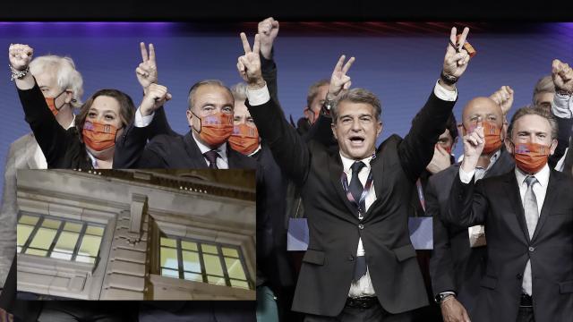 Laporta celebra con su junta directiva