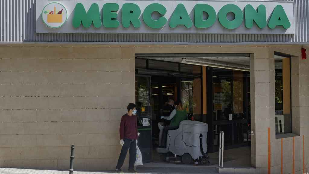 La entrada de un Mercadona de Madrid.