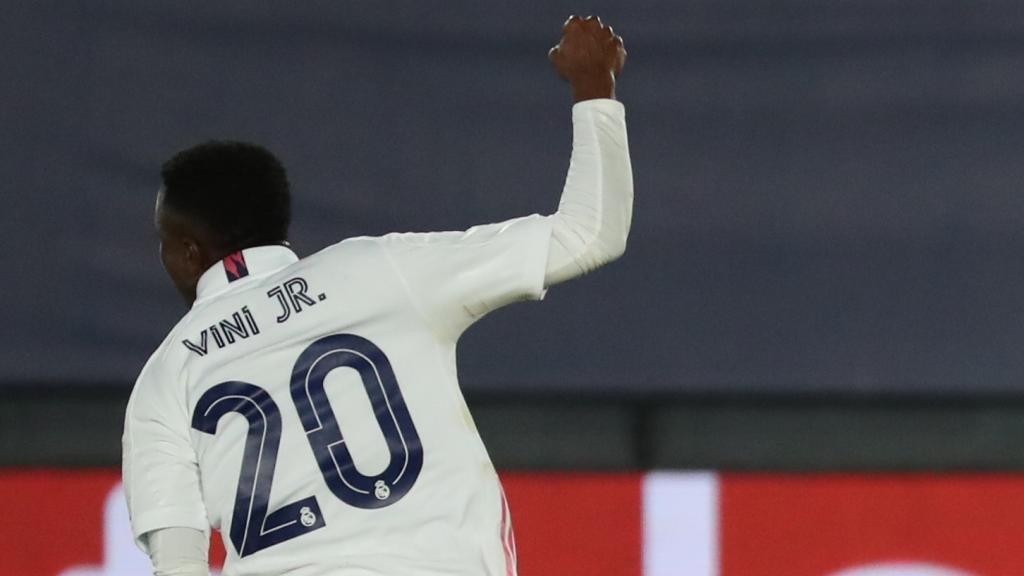 Vinicius celebra un gol en la Champions League