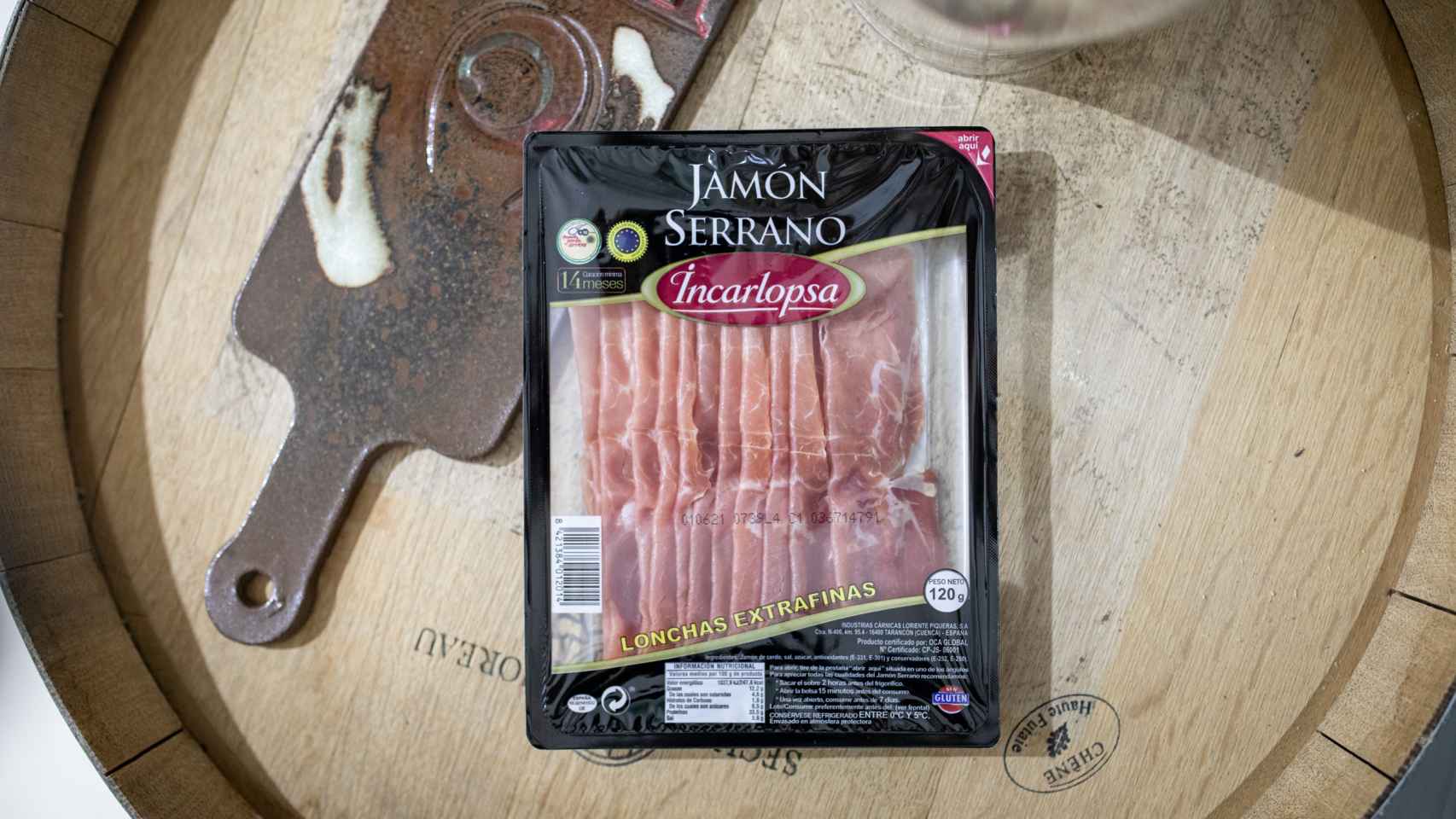 El paquete de jamón serrano de Incarlopsa, la marca blanca de Mercadona.