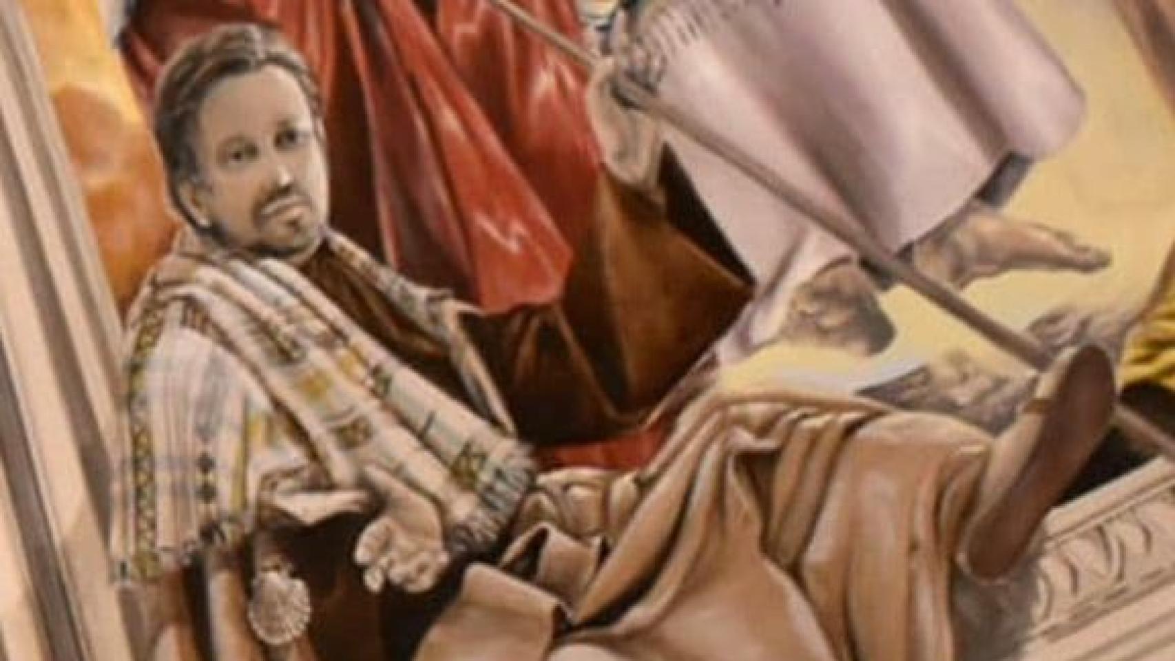 Retrato del padre Emilio en la parroquia en la que canta misa.