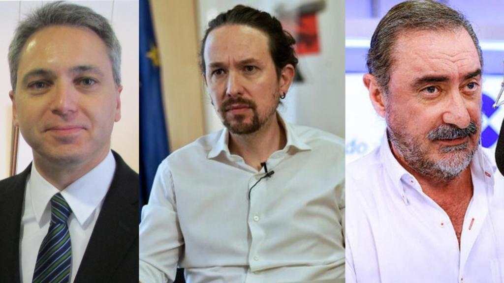 Vicente Vallés , Pablo Iglesias y Carlos Herrera, en imágenes de archivo.