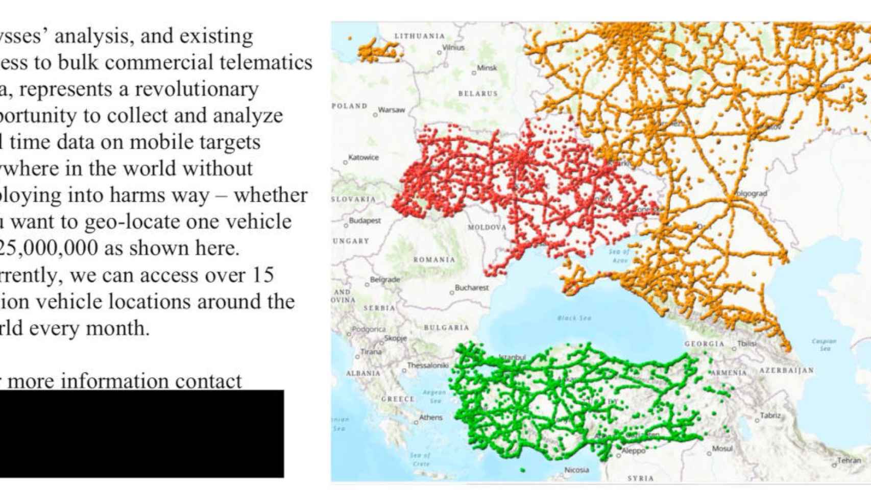 Posición registrada de coches en Europa del Este, según Ulysses Group