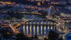 Panorámica nocturna de Pontevedra.