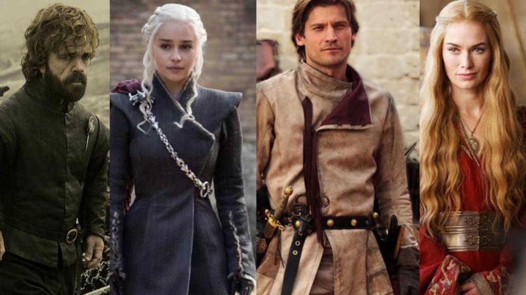 De izquierda a derecha: Tyrion Lannister, Daenerys Targaryen, Jaime Lannister y Cersei Lannister.