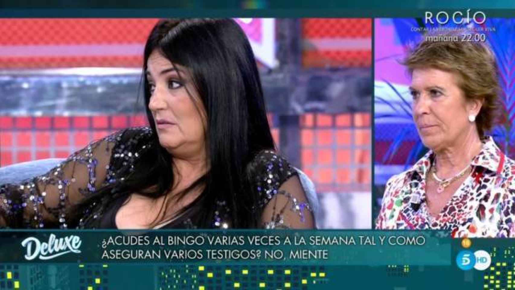 Lely Céspedes en el plató de Telecinco durante su polígrafo.