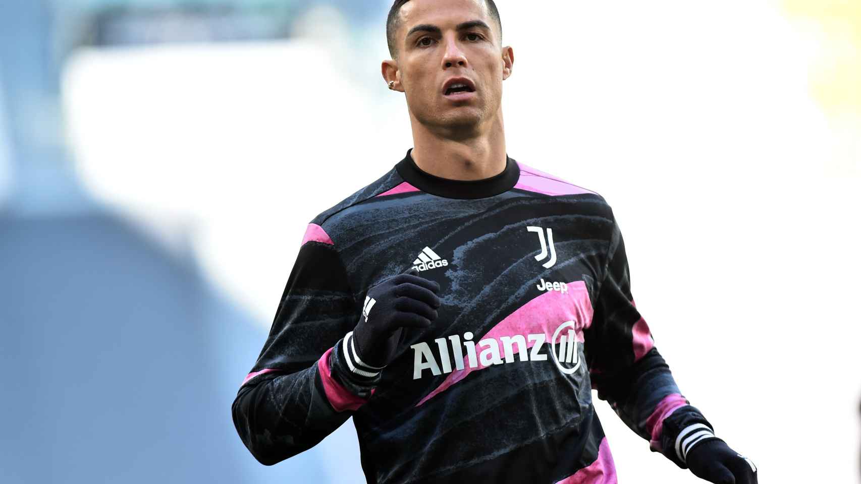 Cristiano Ronaldo, en un calentamiento con la Juventus de Turín