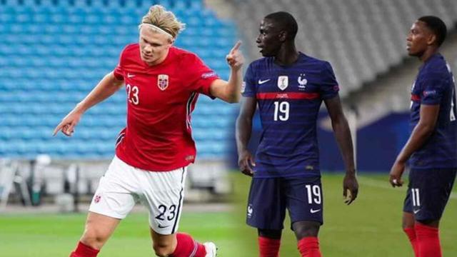 Erling Haaland y Ferland Mendy, en partidos con sus selecciones