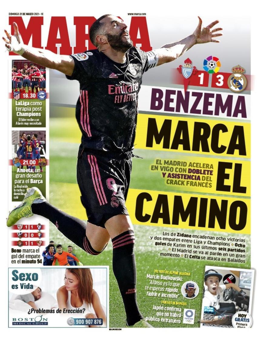 La portada del diario MARCA (22/03/2021)