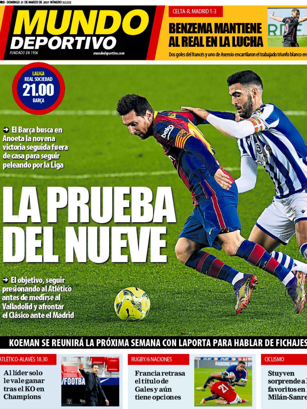 La portada del diario Mundo Deportivo (21/03/2021)