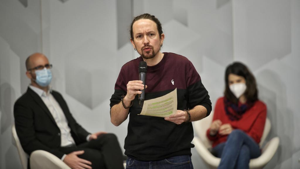 Pablo Iglesias, durante un acto electoral de precampaña para el 4-M.