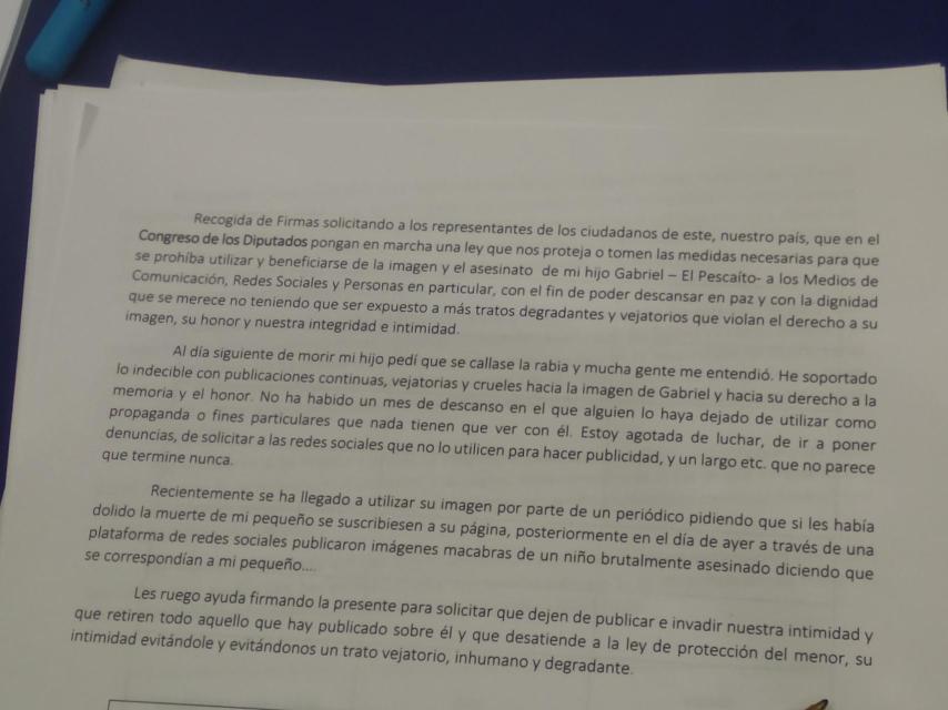 Exposición de motivos de la campaña de recogida de firmas que ha iniciado Patricia.