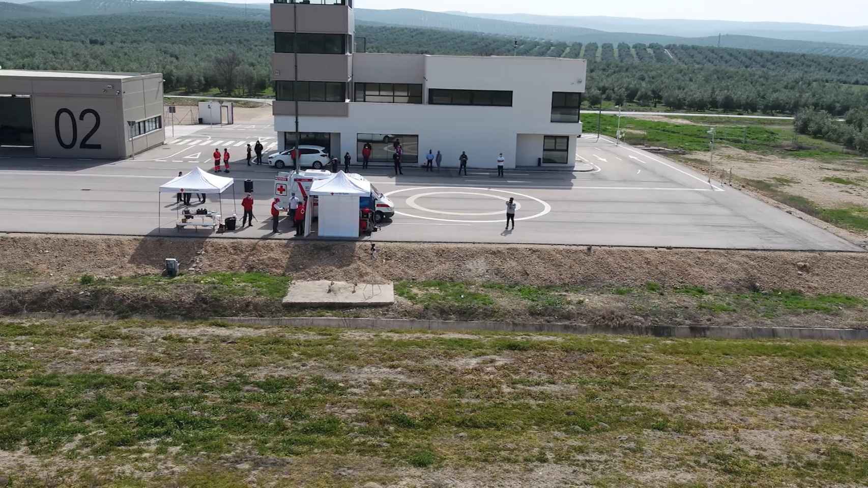 Vista desde uno de los drones empleados por la Cruz Roja en su simulacro de rescate de personas