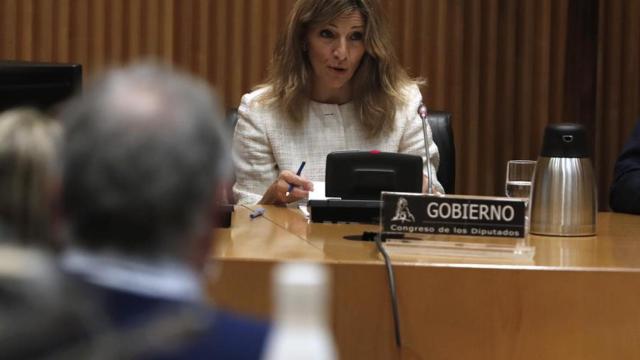 La ministra de Trabajo, Yolanda Díaz, este lunes en el Congreso de los Diputados.