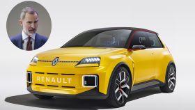 Montaje del Rey Felipe con el Renault 5 que llegaría en 2023 como eléctrico, si bien este no se fabricaría en España.