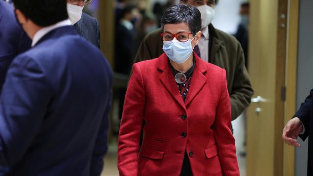 Arancha González Laya, durante la reunión de ministros de Exteriores de la UE celebrada este lunes en Bruselas