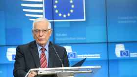 El jefe de la diplomacia de la UE, Josep Borrell, durante la rueda de prensa de este lunes