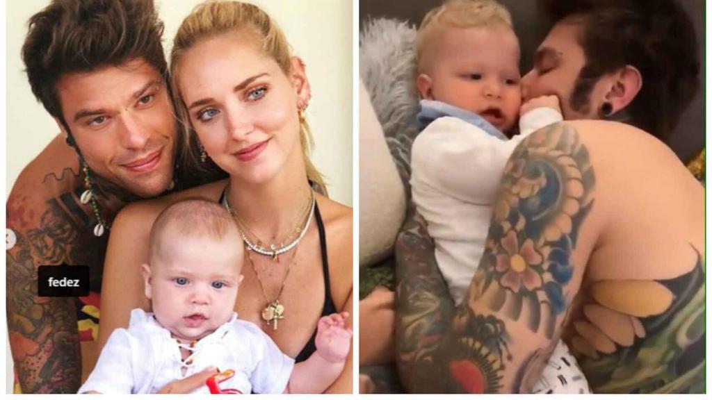 Chiara Ferragni y el rapero Fedez junto a su hijo Leo en montaje JALEOS,