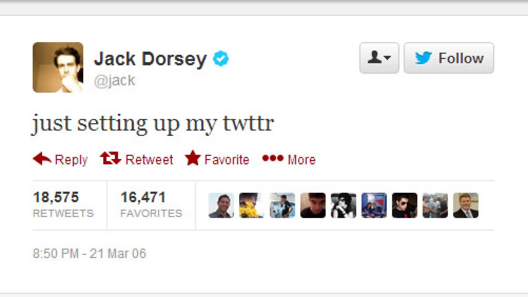 El tuit de Jack Dorsey.