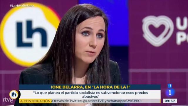 Ione Belarra durante la entrevista.