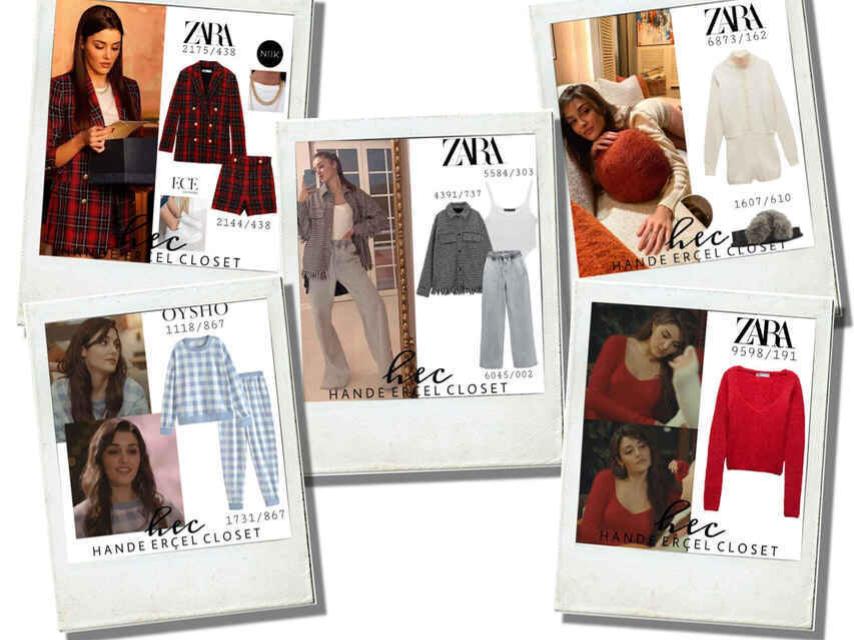 Algunos de los 'looks' de Hande Erçel vestida de Zara y demás submarcas de Inditex.