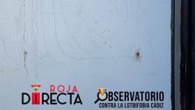 Placa LGTBI desaparecida en la sede de Roja Directa Andalucía y del Observatorio de Cádiz