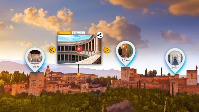 Recreación de la tecnología de realidad aumentada de AR Vision en la Alhambra de Granada.