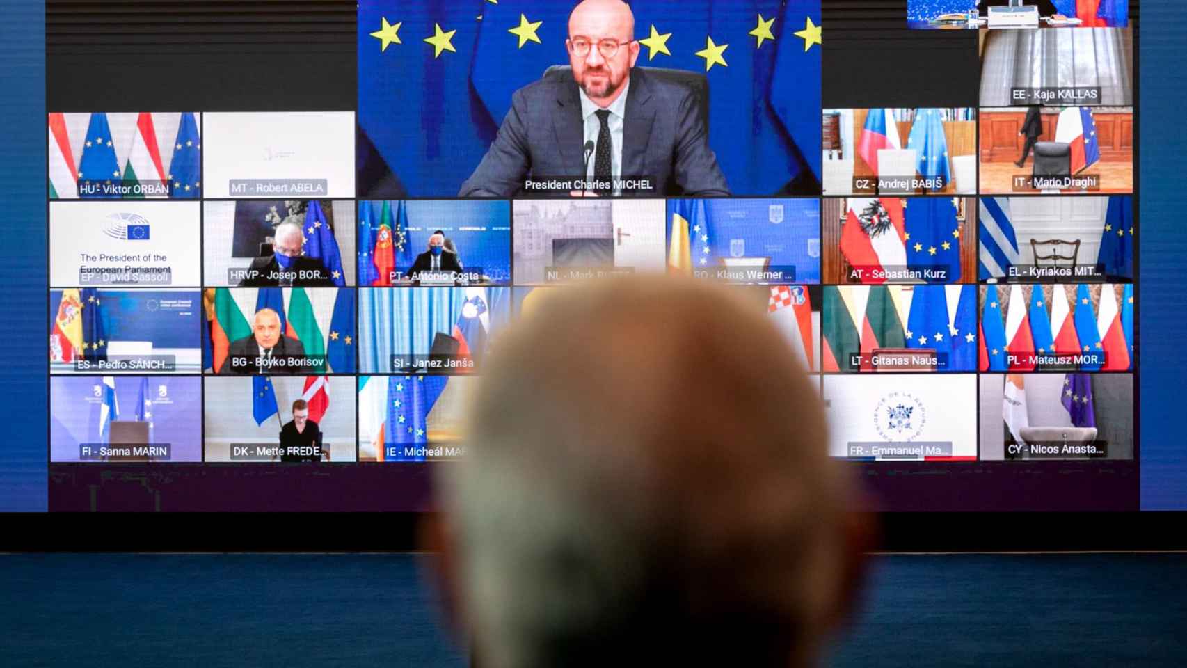 Imagen de la videoconferencia de líderes de la UE celebrada este jueves