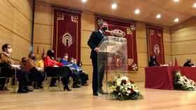 El presidente de Castilla-La Mancha, Emiliano García-Page, este viernes en la toma de posesión de Julián Garde como nuevo rector de la UCLM