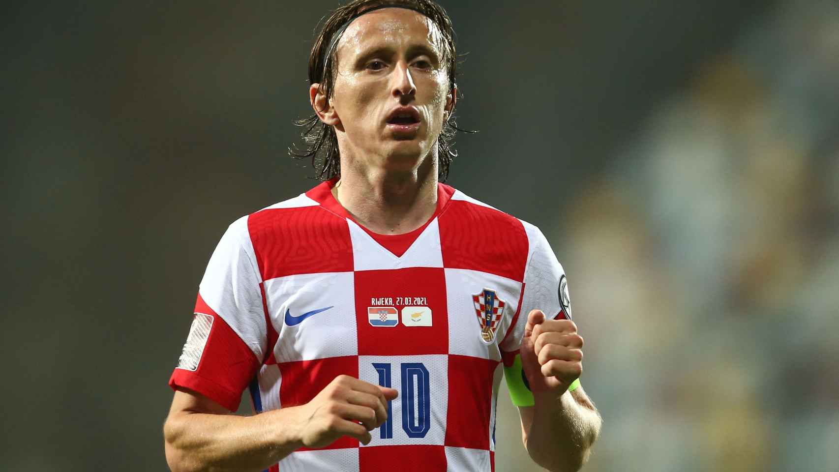 Luka Modric durante un partido de la selección de Croacia