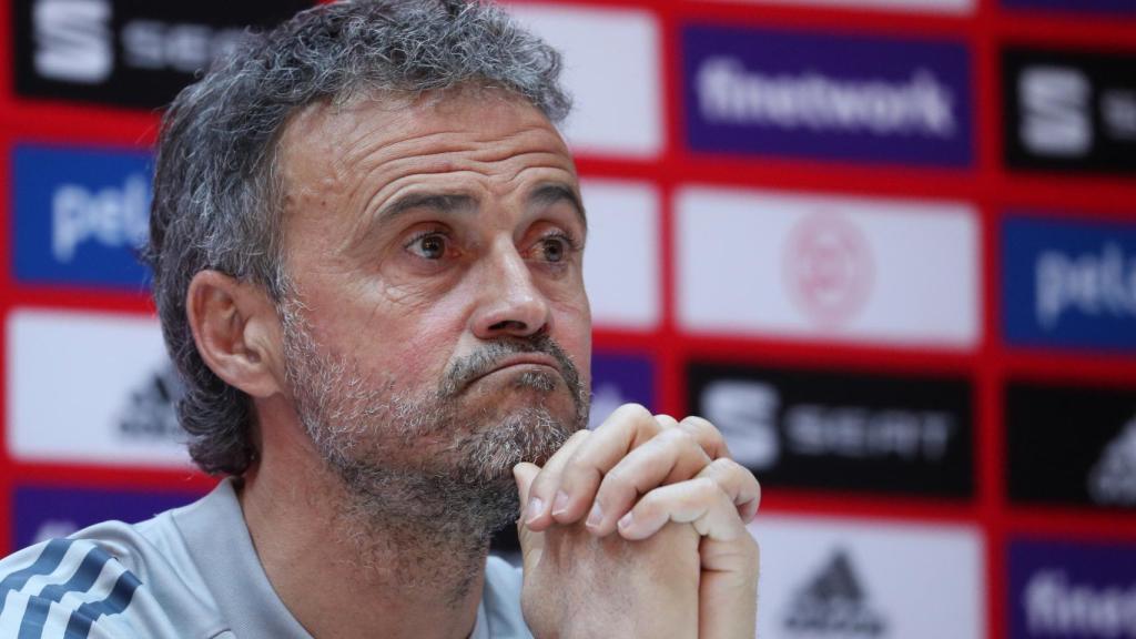 Luis Enrique, en rueda de prensa con la Selección