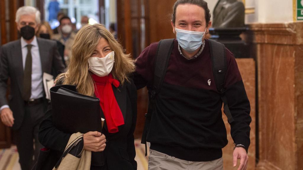 Yolanda Díaz y Pablo Iglesias.