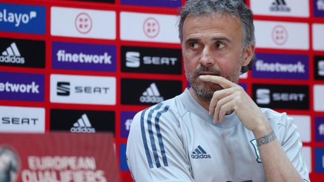 Luis Enrique, en rueda de prensa con la selección española de fútbol