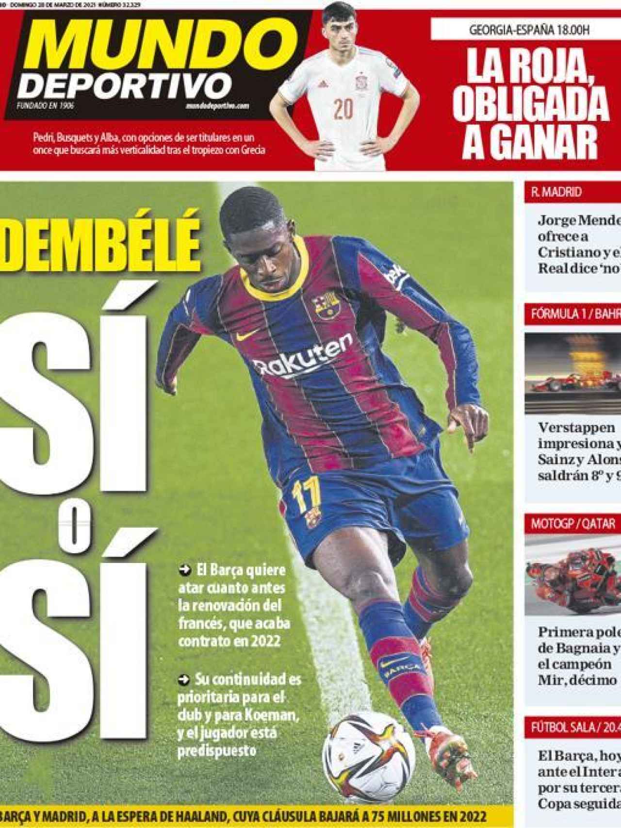 La portada del diario Mundo Deportivo (28/03/2021)