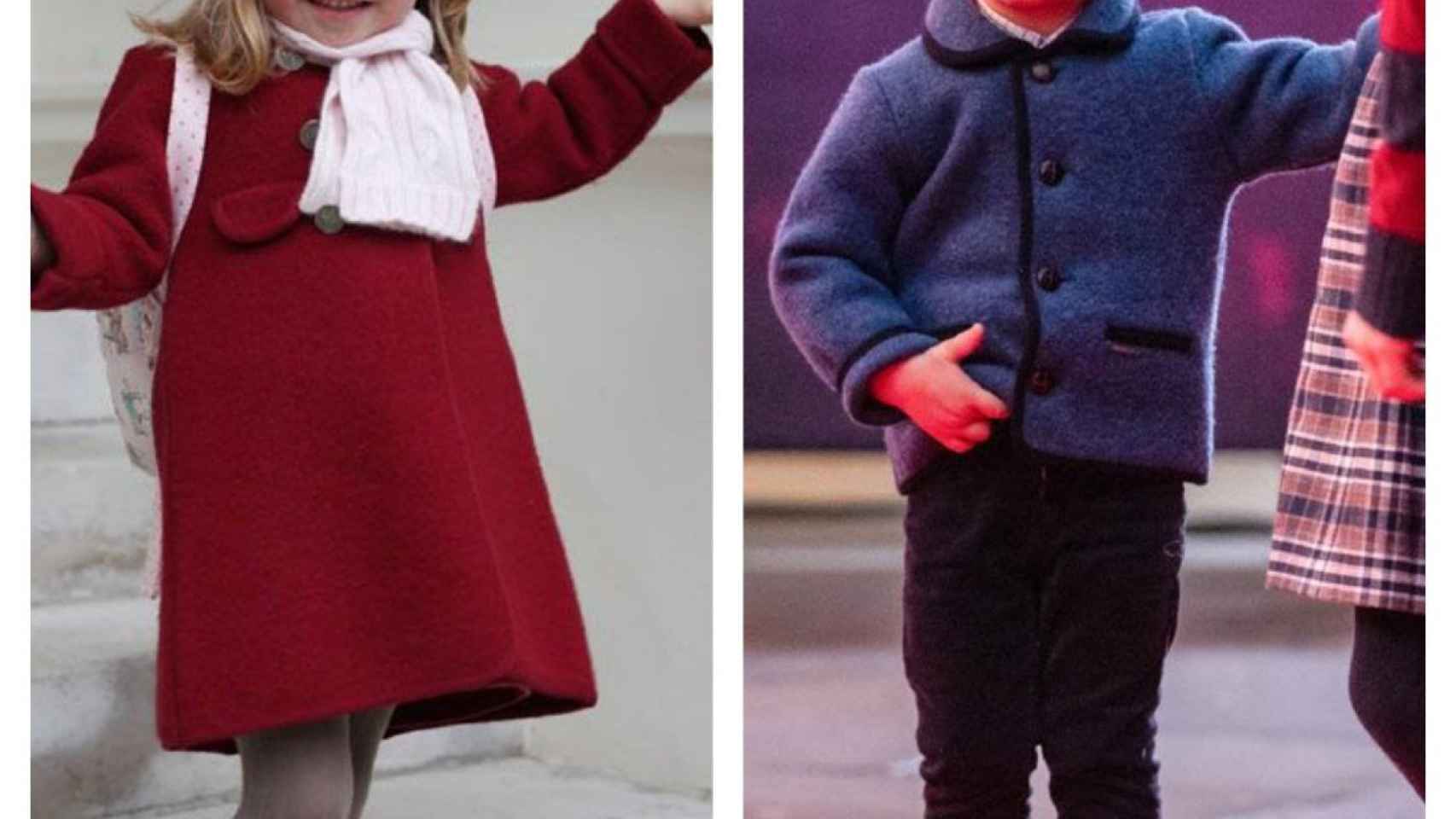 Dos de los hijos de Kate Middleton con los abrigos de Marea Kids.
