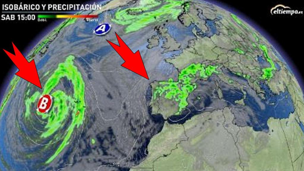 Las precipitaciones y la cercanía de una nueva borrasca para el Sábado Santo. Eltiempo.es