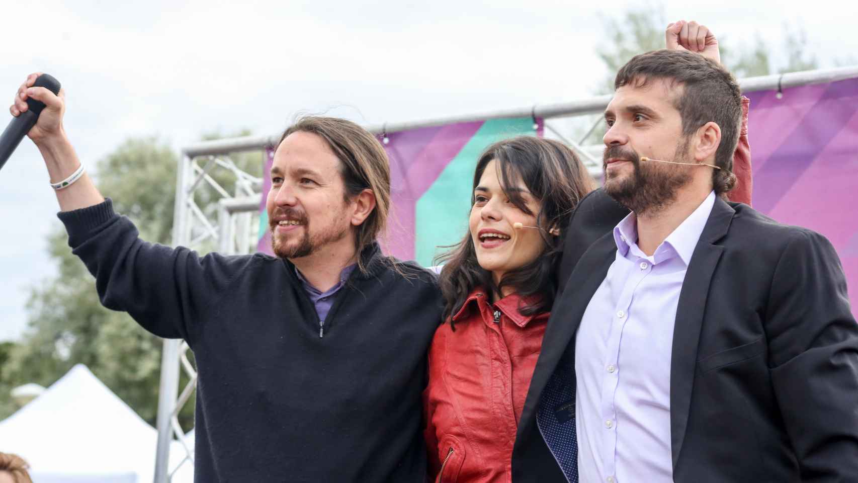 Pablo Iglesias e Isa Serra en un acto de Unidas Podemos en Alcorcón, Madrid, en 2019.