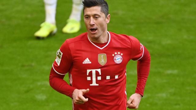 Robert Lewandowski, en un partido del Bayern Múnich de la temporada 2020/2021