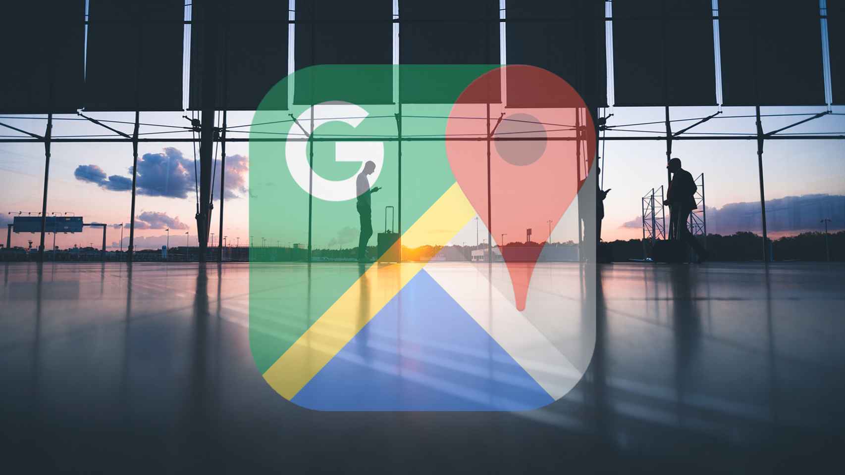 Logo de Google Maps en un aeropuerto.