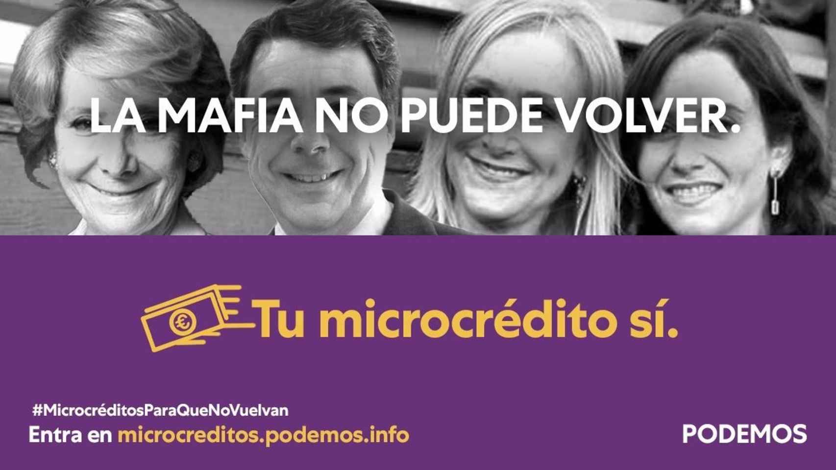 Campaña de microcréditos de Podemos para las elecciones del 4-M en Madrid.