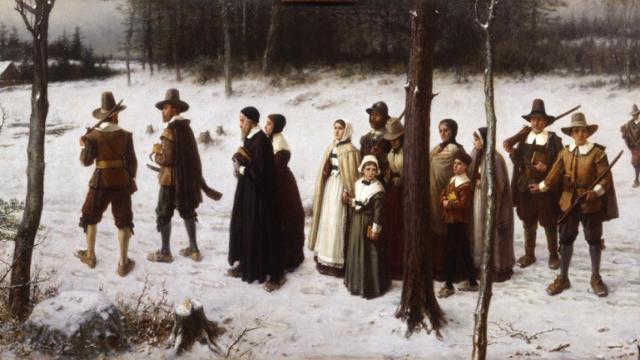 Peregrinos van a la iglesia, de George Henry Boughton (1867).