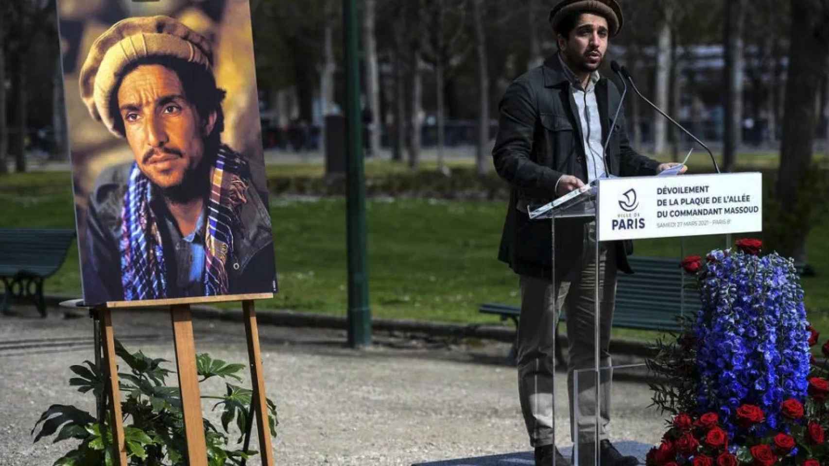Ahmed Masud en el homenaje a su padre, Ahmed Shah Masud, en París.