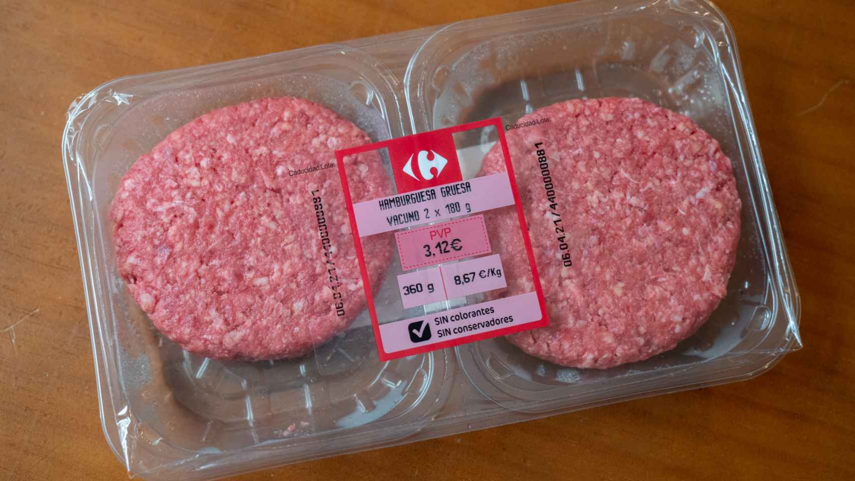 El paquete de hamburguesas de Carrefour.